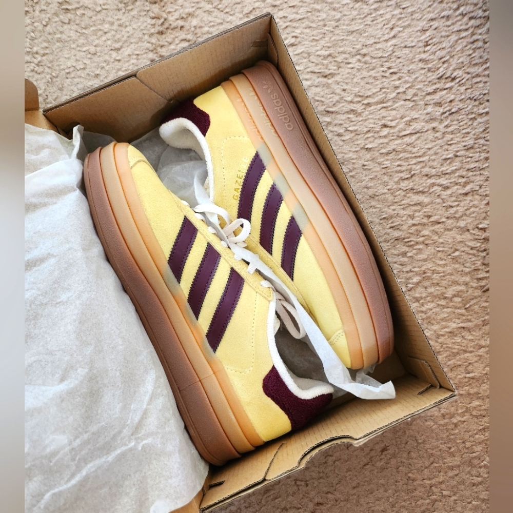 Adidas Gazelle Bold Yellow/Maroon